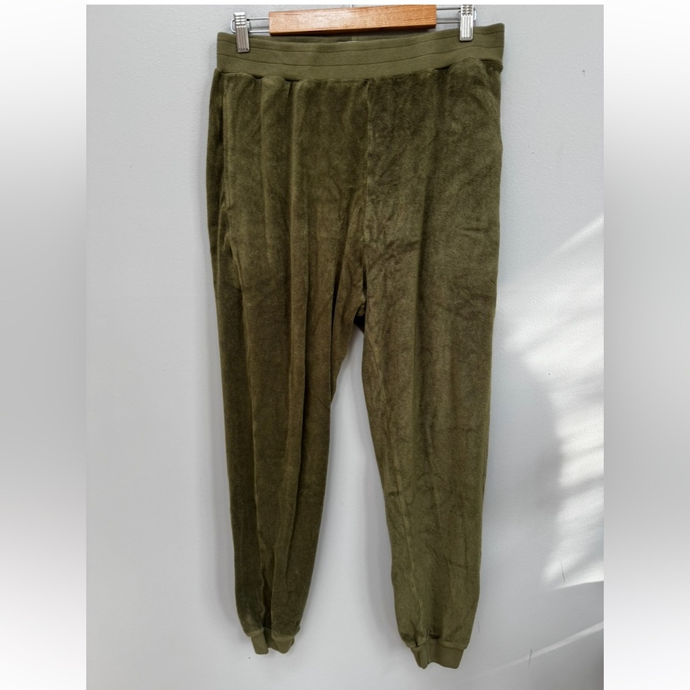 Brownlee Olive Green Men's Velour Joggers in Large